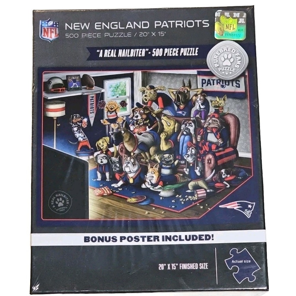 NFL Purebred Fans "A‎ Real Nailbiter" New England Patriots 500 Piece Puzzle NEW